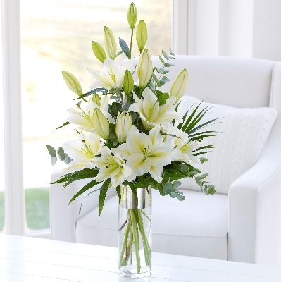 Large White Scented Lily Vase.