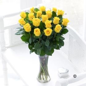 Elegant Yellow Rose Vase**